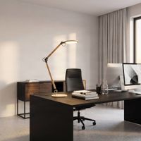 lampara de mesa led de plastico dorado