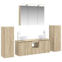 juego de muebles de bano 6 uds roble sonoma vidaxl