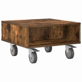 Mesa Lateral Con Ruedas Roble Ahumado 50,5 X 50 X 30 Cm Vidaxl