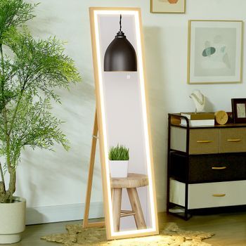 Espejo De Cuerpo Entero De Vidrio Templado Homcom 160x40 Cm Roble