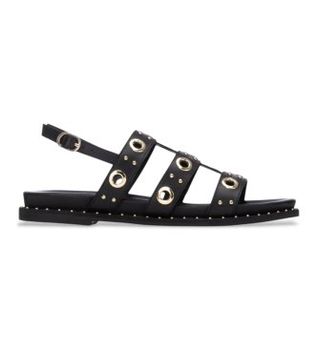 Carmela para mujer. 16320803-NEGRO Sandalias de Piel 163208 negro (36), Plano, Hebilla, Casual