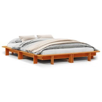 Estructura De Cama Sin Colchón Madera Maciza Marrón 120x190 Cm