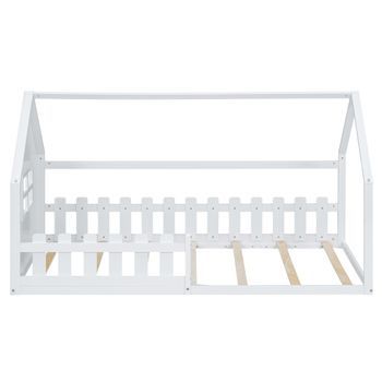 Cama-cabina Para Niños 90x200cm Con Forma De Casita En Madera De Pino Y Mdf Blanco