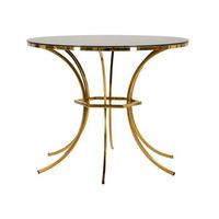 mesa de comedor de metal dorado y negro y cristal o 100x80 cm