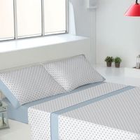 juego sabanas franela invierno algodon diamond 180 cm con dos almohadones rufino diaz azul