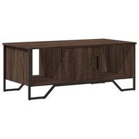 mesa de cafe - mesa de centro madera de ingenieria roble marron 100x51x40 cm
