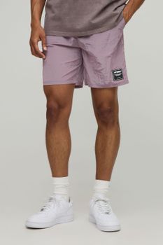 Pantalón Corto Holgado De Nailon Fruncido Con Brillo Intenso, Pink