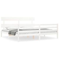 estructura de cama con cabecero madera maciza blanco 200x200 cm vidaxl