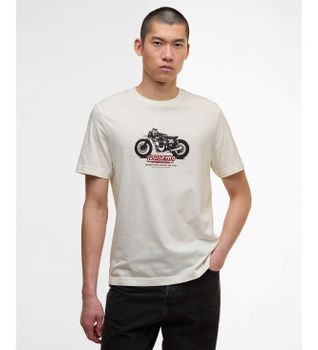 Barbour international para hombre. MTS1478 Camiseta Cruise blanco (S), Casual, Algodón, Manga corta