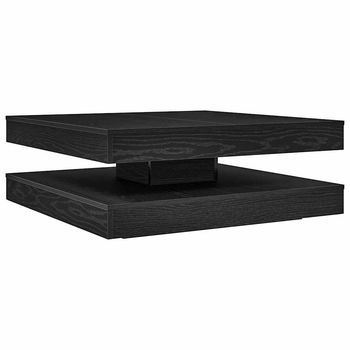 Mesa De Café - Mesa De Centro Giratoria 360 Grados Roble Negro 90x90x34,5 Cm