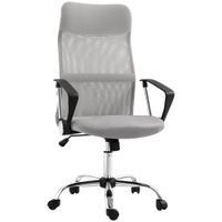 homcom silla de oficina con respaldo curvo reposacabezas y ruedas funcion basculante y giratoria 63x65x109-119 cm gris claro