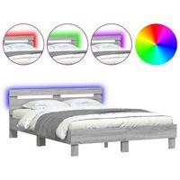 estructura de cama cabecero y luces led gris sonoma 150x200 cm vidaxl