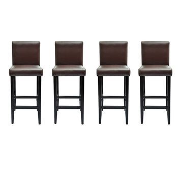 Taburetes De Cocina 4 Unidades Cuero Sintético Marrón Oscuro Vidaxl