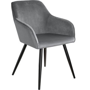 Silla de comedor aterciopelada 58 x 62 x 82 cm gris/negro