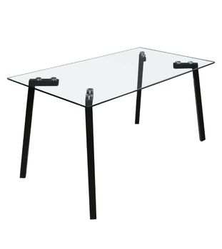 Mesa comedor de cristal 140x80 cm patas metal negras