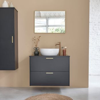 Mueble De Baño De Madera De Acacia Negra De 80 Cm