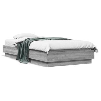 Cama Para Adulto | Cama Individual | Estructura De Cama Madera De Ingeniería Gris Sonoma 90x190 Cm