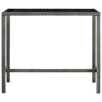 mesa alta de jardin  mesa de exterior ratan sintetico y vidrio gris 130x60x110cm