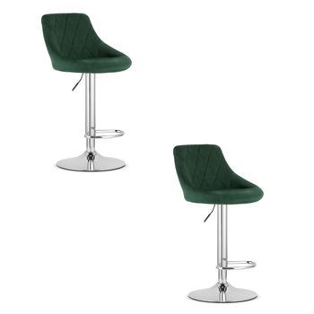 Set De 2 Taburete De Bar Terciopelo Valora Daka Altura Ajustable Verde
