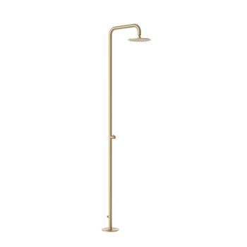 Ducha Exterior Color Oro En Acero Inoxidable Aisi 316l Con Diseño Moderno Y Fijación Segura