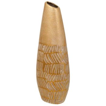 Jarrón de cerámica dorado 12x7x35