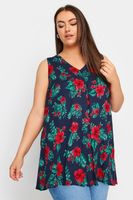 yours blusa azul marina de pico con flores tropicales mujer curvy y tallas grandes yours