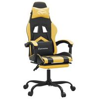 silla gaming  silla de oficina  silla gamer ergonomica giratoria reposapies cuero sintetico negro dorado