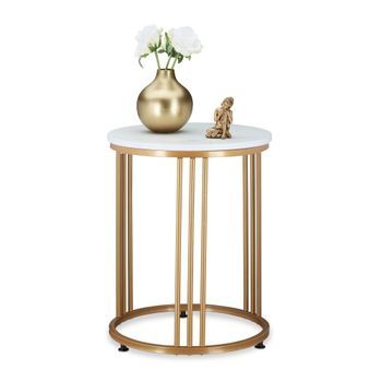 Mesa Auxiliar De Mármol Dorado