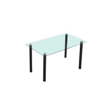 Mesa de comedor fija con sobre de cristal 140x80 cm metal negro