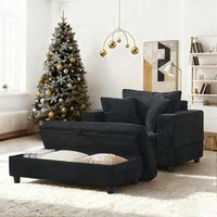 chaiselongue con almacenamiento - sofa para salon - madera y metal - negro 107x74x57cm