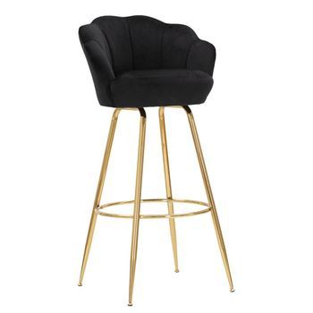 Silla De Bar Con Respaldo De Tela Negra Cm 55x53x110