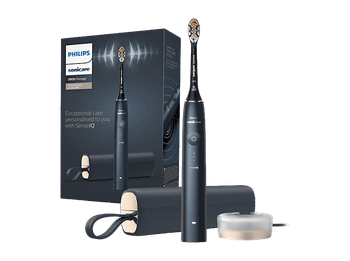 Cepillo eléctrico - Philips DiamondClean Prestige 9900 HX9992/12, App, Tecnología SenseIQ, Sensor de presión, 5 modos, Azul medianoche