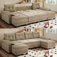 sofa cama modular en u de 4 plazas - mueble para salon - chenilla - camel 278x127x87cm