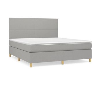 Cama box spring con colchón tela gris claro 160x200 cm diseño plano