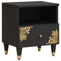 armario de noche negro 40 x 33 x 46 cm madera de mango maciza vidaxl
