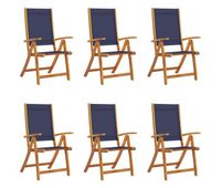 vidaxl sillas de jardin plegables 6 uds madera maciza acacia textileno