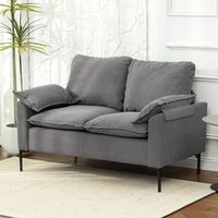 sofa de 2 plazas de terciopelo homcom 130x77x84 cm gris