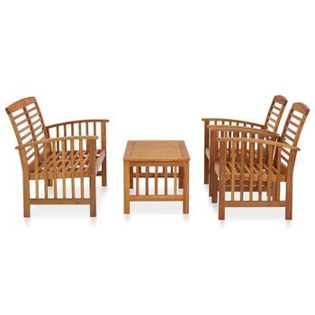 Conjunto De Muebles De Jardín 4 Uds | Mesa Y Sillas Madera De Acacia Maciza