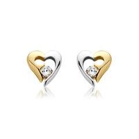 8 quilates pendientes de oro blanco amarillo con circonita