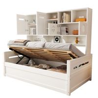 sofa cama de madera cama individual 90x200 con almacenaje hidraulico y estantes estructura de cama blanca