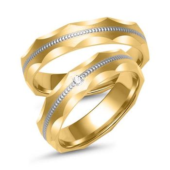 Alianzas de oro amarillo y blanco con diamante