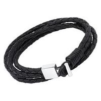 pulsera de cuero negro cierre de acero grabado