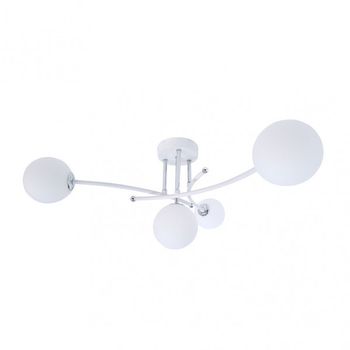 Lampara La Habana 4 luces Blanco/cromo con tulipas esfericas Fabrilamp