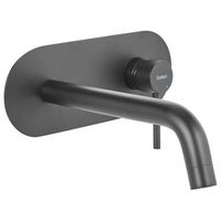 grifo monomando de laton empotrado para lavabo en pared negro guaiba