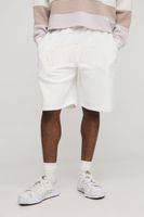 ecru oversized tonal worldwide embroidered mid length shorts cream