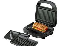sandwichera - philips hd235080 3 en 1 750 w 2 sandwiches acero inoxidable placas intercambiables negro