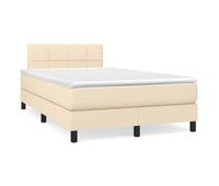 cama box spring con colchon tela color crema 120x200 cm bloques con cuadros