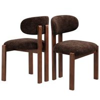 set de 2 sillas de comedor de chenilla madera maciza 533x508x787cm marron oscuro