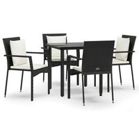 set de muebles jardin 5 pzas con cojines ratan sintetico negro cfw137215