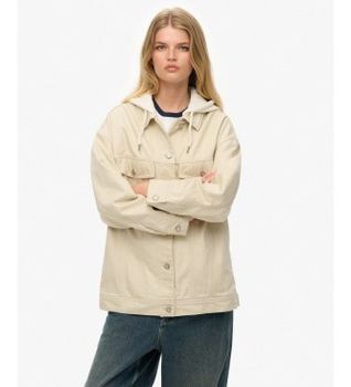 Superdry para mujer. W5011959A Chaqueta Relaxed Hooded beige (XL), Casual, Algodón